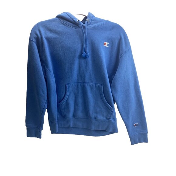 Champion Blue Pullover Hoodie Drawstring Sweatshirt Size Medium Pre-Owned Great - Picture 7 of 12